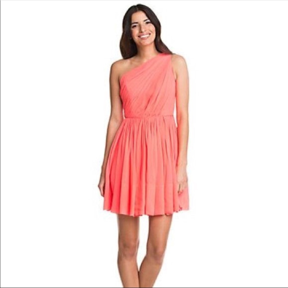 Shoshanna one shoulder Melanee dress in coral